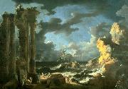 Leonardo Coccorante Port of Ostia During a Tempest oil